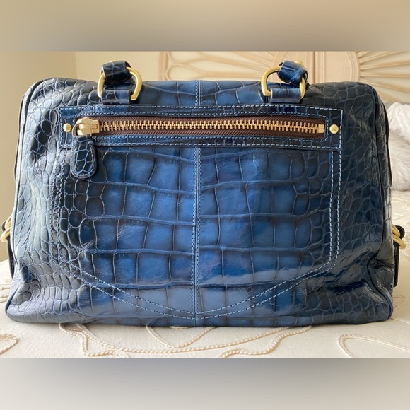 Coach RARE VINTAGE Blue Croc Embossed Legacy Leather Satchel - Picture 2 of 16